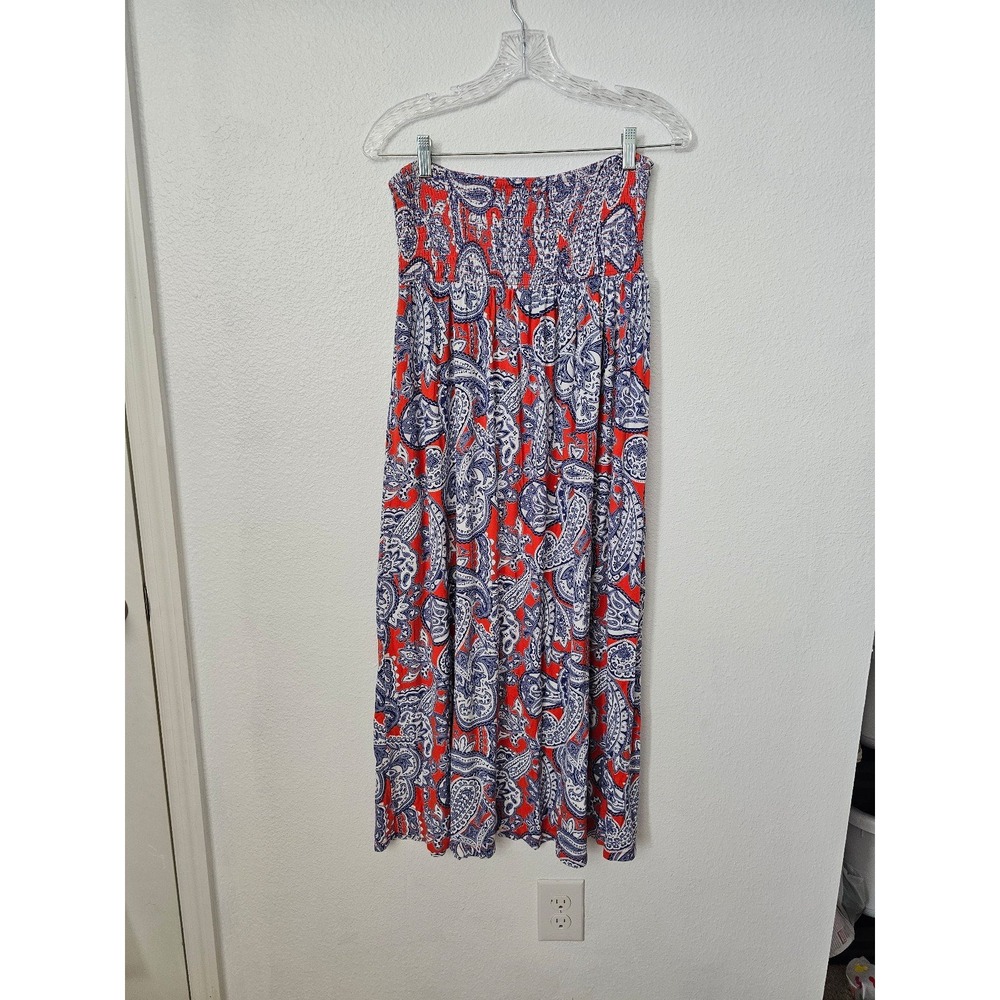 Artisan New York Blue and Red Paisley Maxi Skirt